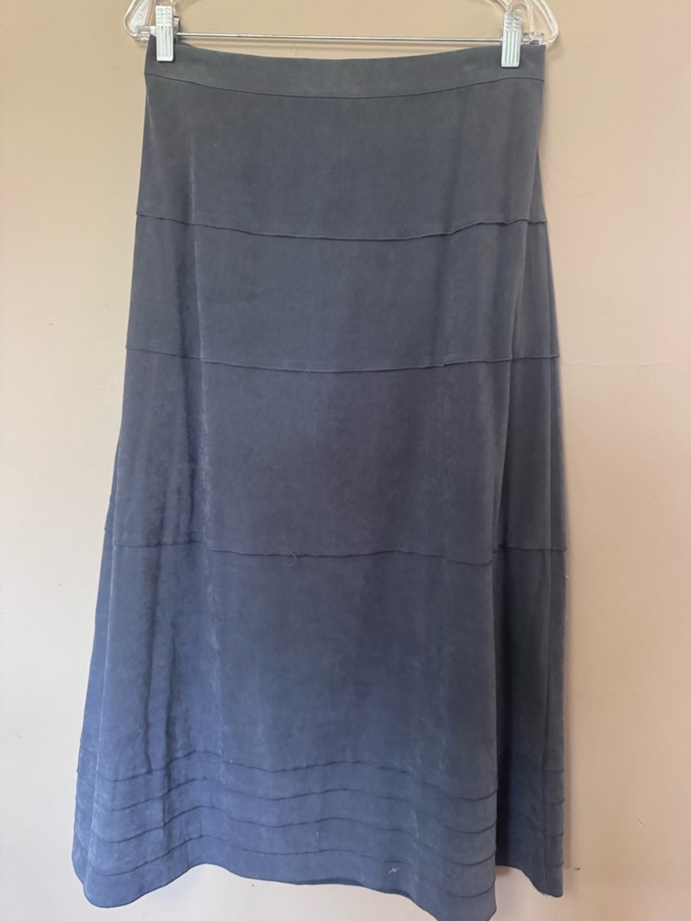 Denim & Co. Faux Suede Tiered Maxi Skirt - Gray - Size Medium, Seasonless